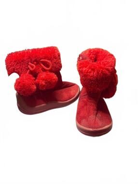Dooballo Toddler Red Fuzzy Winter Boots Size 2